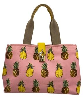 Dolce & Gabbana Pineapple Canvas Pink Tote - Flower + Lock Hardware Beach Pool
